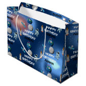 宇宙飛行士宇宙銀河系テーマ誕生日名 ラージペーパーバッグ (裏面アングル)