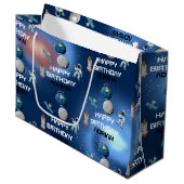 宇宙飛行士宇宙銀河系テーマ誕生日名 ラージペーパーバッグ (正面アングル)