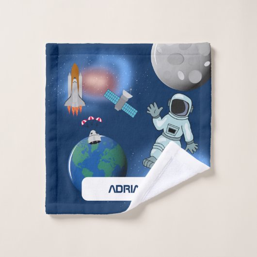 宇宙飛行士宇宙銀河系テーマ バスタオルセット (ウォッシュタオル)
