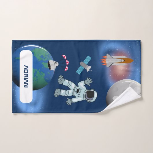 宇宙飛行士宇宙銀河系テーマ バスタオルセット (ハンドタオル)