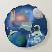 宇宙飛行士宇宙銀河系パーソナライズされた名 ラウンドクッション (裏面)