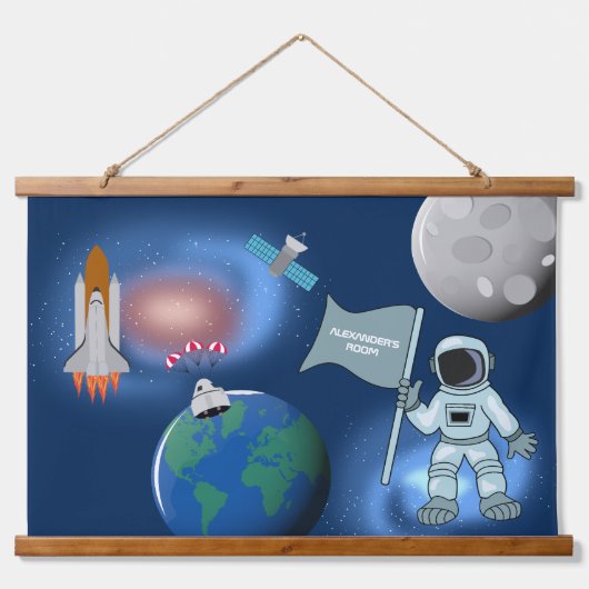 宇宙飛行士宇宙銀河系パーソナライズされた名 吊り下げ型タペストリー (正面)