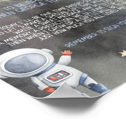 宇宙飛行士宇宙銀河系時間カプセルの看板カード ポスター (角)