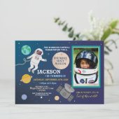宇宙飛行士宇宙銀河系誕生日パーティー宇宙写真 招待状 (スタンド正面)