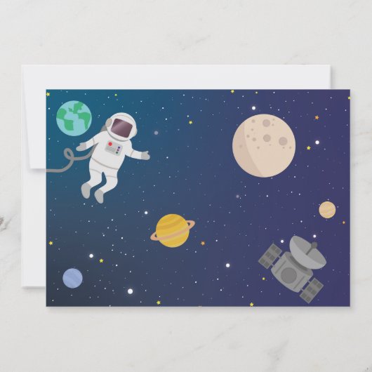 宇宙飛行士宇宙銀河系誕生日パーティー宇宙写真 招待状 (裏面)