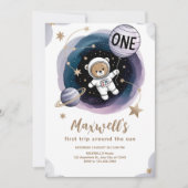 宇宙飛行士宇宙1歳の誕生日 招待状 (正面)