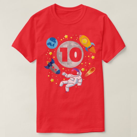 宇宙飛行士宇宙10日目10歳の少年 Tシャツ (デザイン正面)