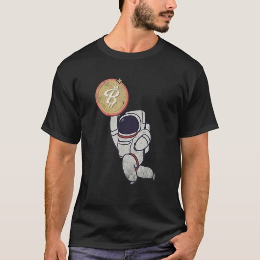 宇宙飛行士宇宙B Bitcoin Crypto Art Tシャツ (正面)