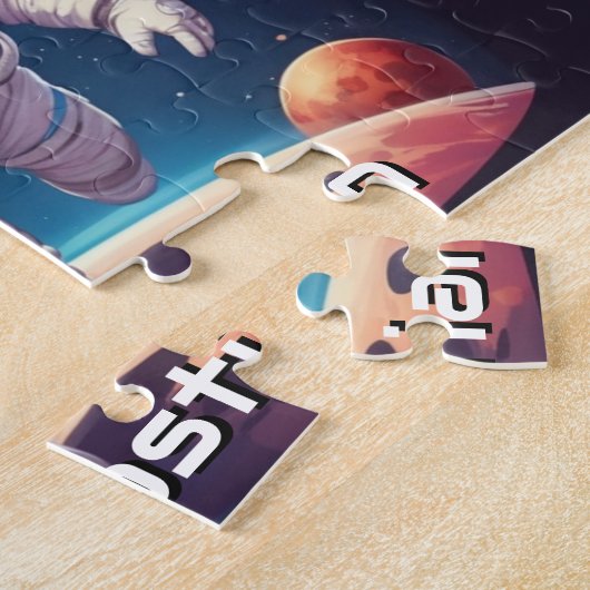 宇宙飛行士少年の探索宇宙 パーソナライズされた ジグソーパズル (側面)