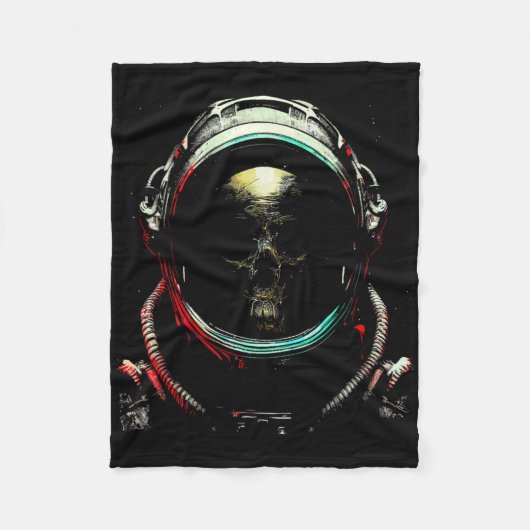 宇宙飛行士幽霊スケルトン – 不気味スカルハロウィーン フリースブランケット (正面)