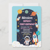 宇宙飛行士惑星ボーイファースト誕生日 招待状 (正面)
