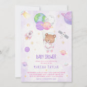 宇宙飛行士惑星ロケット宇宙空間ベビーシャワー 招待状 (正面)