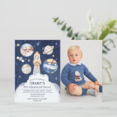 宇宙飛行士惑星ロケット宇宙空間1回目の誕生日 招待状 (スタンド正面)