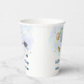 宇宙飛行士惑星宇宙ブルー金ゴールド誕生日 紙コップ (右)