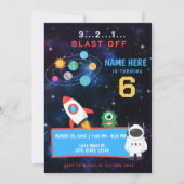 宇宙飛行士惑星誕生日 招待状 (正面)