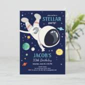 宇宙飛行士惑星銀河系ボーイ誕生日 招待状 (スタンド正面)