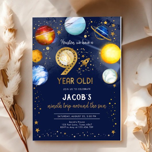 宇宙飛行士惑星銀河9歳の誕生日 招待状