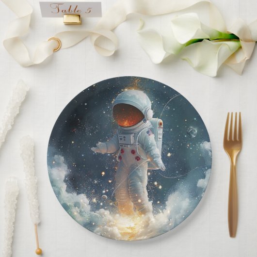 宇宙飛行士抽象芸術宇宙紙プレート ペーパープレート (ウェディング)