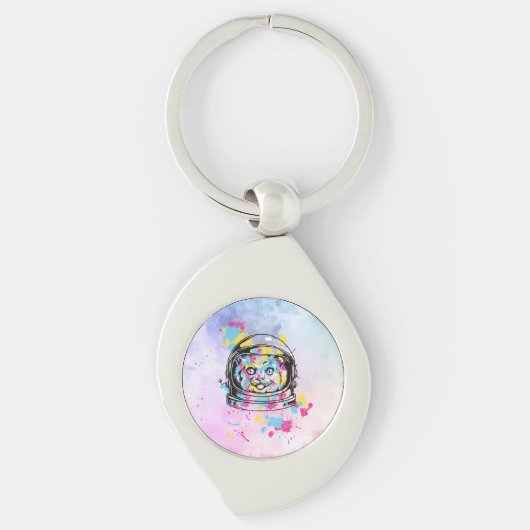 宇宙飛行士猫 キーホルダー (正面)