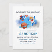 宇宙飛行士男の赤ちゃん1歳の誕生日 招待状 (正面)