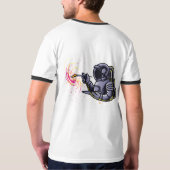 宇宙飛行士絵を描の宇宙・ステッカー Tシャツ (裏面フル)