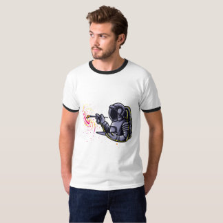 宇宙飛行士絵を描の宇宙・ステッカー Tシャツ
