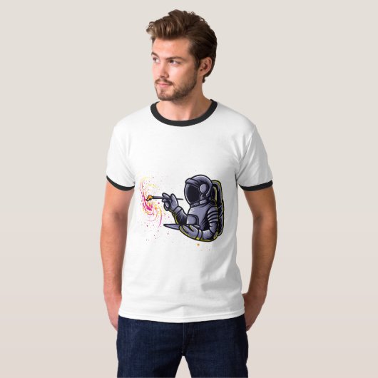 宇宙飛行士絵を描の宇宙・ステッカー Tシャツ (正面フル)