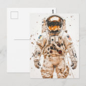 宇宙飛行士絵を描の ポストカード (正面/裏面)