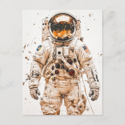 宇宙飛行士絵を描の ポストカード (正面)