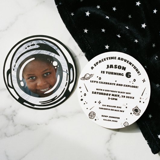 宇宙飛行士誕生日写真招待状 招待状