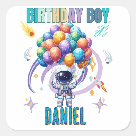 宇宙飛行士誕生日少年 スクエアシール (正面)