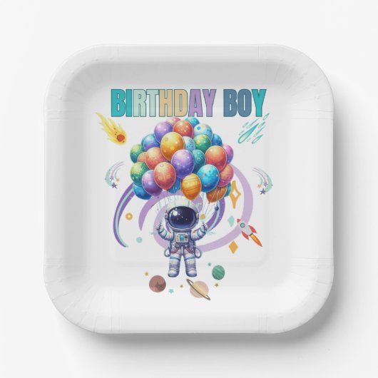 宇宙飛行士誕生日少年 ペーパープレート (正面)