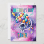宇宙飛行士誕生日少年 招待状 (正面)