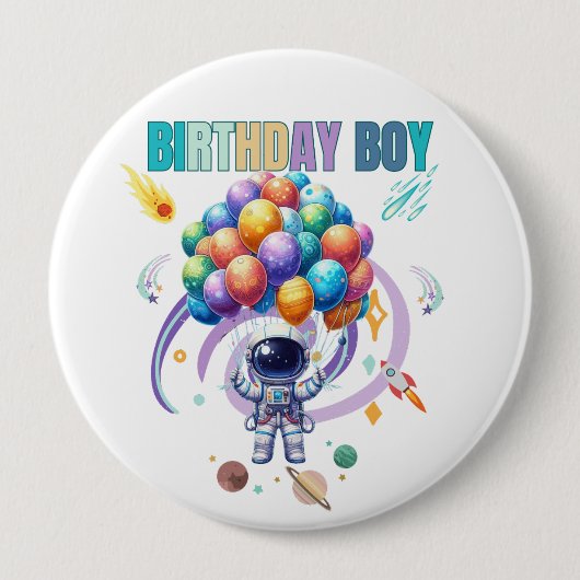 宇宙飛行士誕生日少年 缶バッジ (正面)