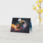 宇宙飛行士誕生日折り畳みグリーティングカード カード (黄色い花)