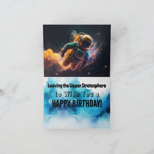 宇宙飛行士誕生日折り畳みグリーティングカード カード (内部)