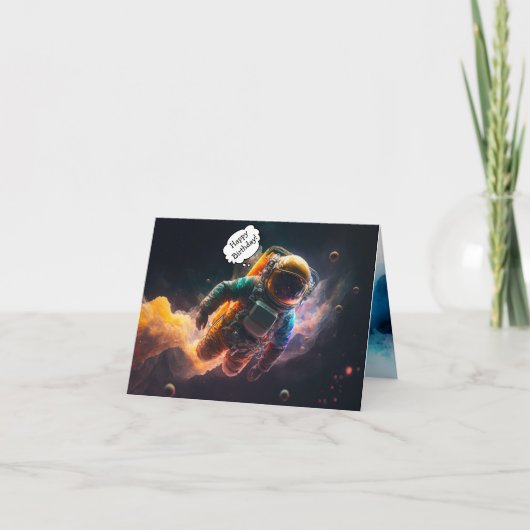 宇宙飛行士誕生日折り畳みグリーティングカード カード (正面)