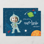 宇宙飛行士誕生日招待状カード 招待状 (正面/裏面)