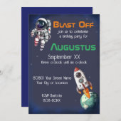 宇宙飛行士誕生日 招待状 (正面/裏面)