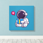 宇宙飛行士読の本かわいい子供 キャンバスプリント (インサイチュ (ウッドフロア))