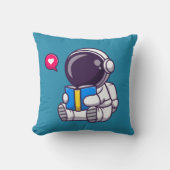 宇宙飛行士読の本かわいい子供 クッション (正面)