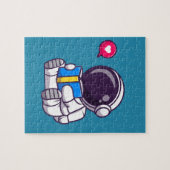 宇宙飛行士読の本かわいい子供 ジグソーパズル (横)