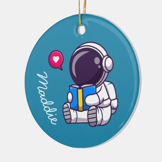 宇宙飛行士読の本かわいい子供 セラミックオーナメント (左)
