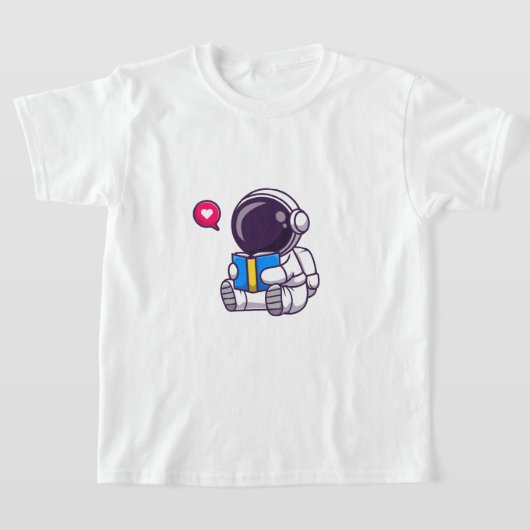 宇宙飛行士読の本かわいい子供 Tシャツ (レイダウン)