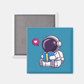 宇宙飛行士読の本のかわいい子どもたち マグネット (正面/裏面)