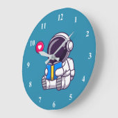 宇宙飛行士読の本のかわいい子どもたち ラージ壁時計 (傾斜)