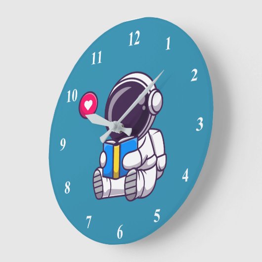 宇宙飛行士読の本のかわいい子どもたち ラージ壁時計 (傾斜)