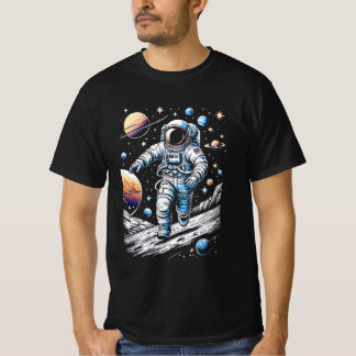 宇宙飛行士走の月面に乗る宇宙飛行士 Tシャツ