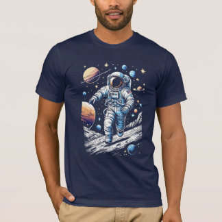 宇宙飛行士走の月面に乗る宇宙飛行士 Tシャツ