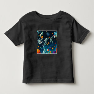 宇宙飛行士遊と宇宙する猫のバスケットボール トドラーTシャツ